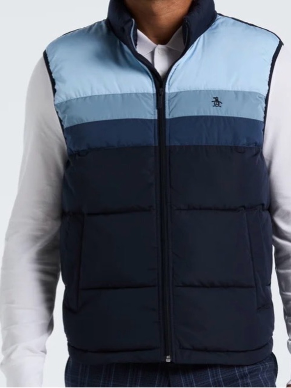 Original Penguin Navy & Light Blue Colorblock Puffer Vest